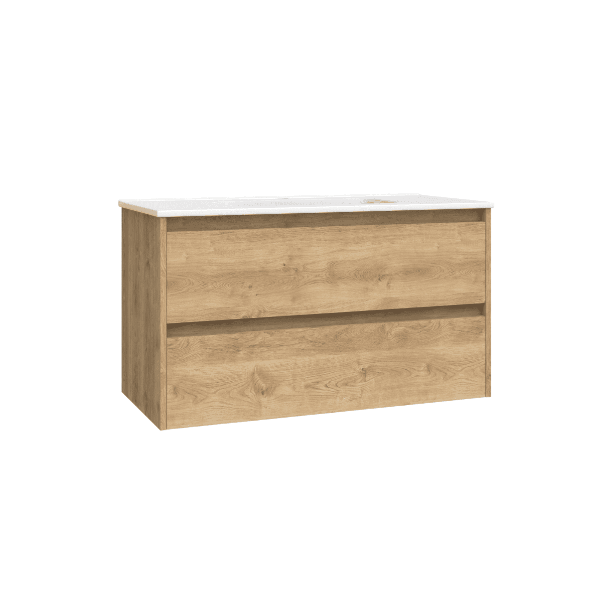 Armoire de salle de bain suspendue avec lavabo en céramique| 2 tiroirs | 60 cm Chêne naturel - 5