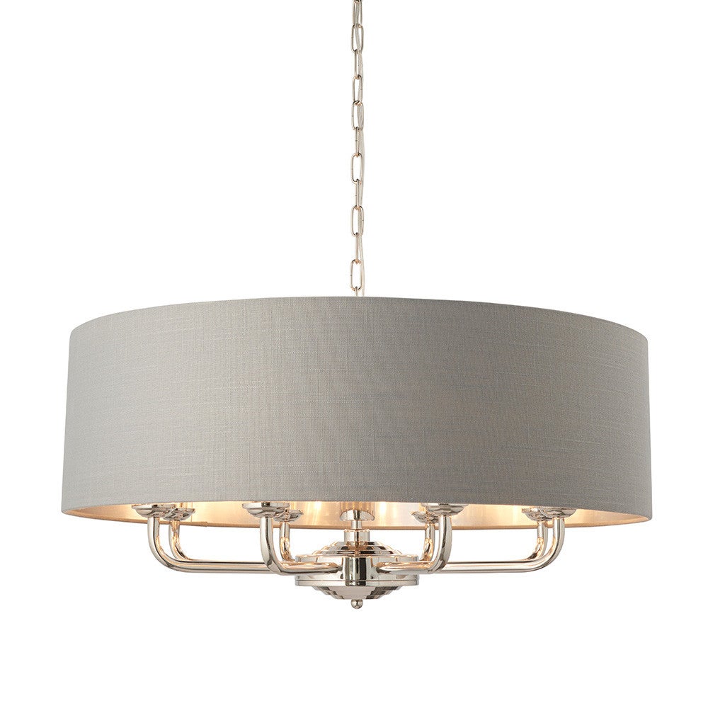 Lampa wisząca HIGHCLERE niklowa 8xE14x15W tkanina wym:174,5x70x70cm IP20 Endon