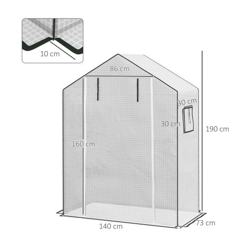 Film PE de remplacement, bâche de rechange avec protection UV, porte enroulable, fenêtre latérale, film pour serres, serres à, 140 x 73 x 190 cm - 2