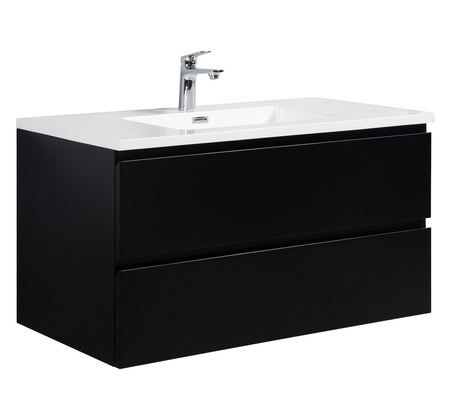 Badplaats conjunto de muebles de baño angela 100 cm - negro mate - mueble de baño con lavabo