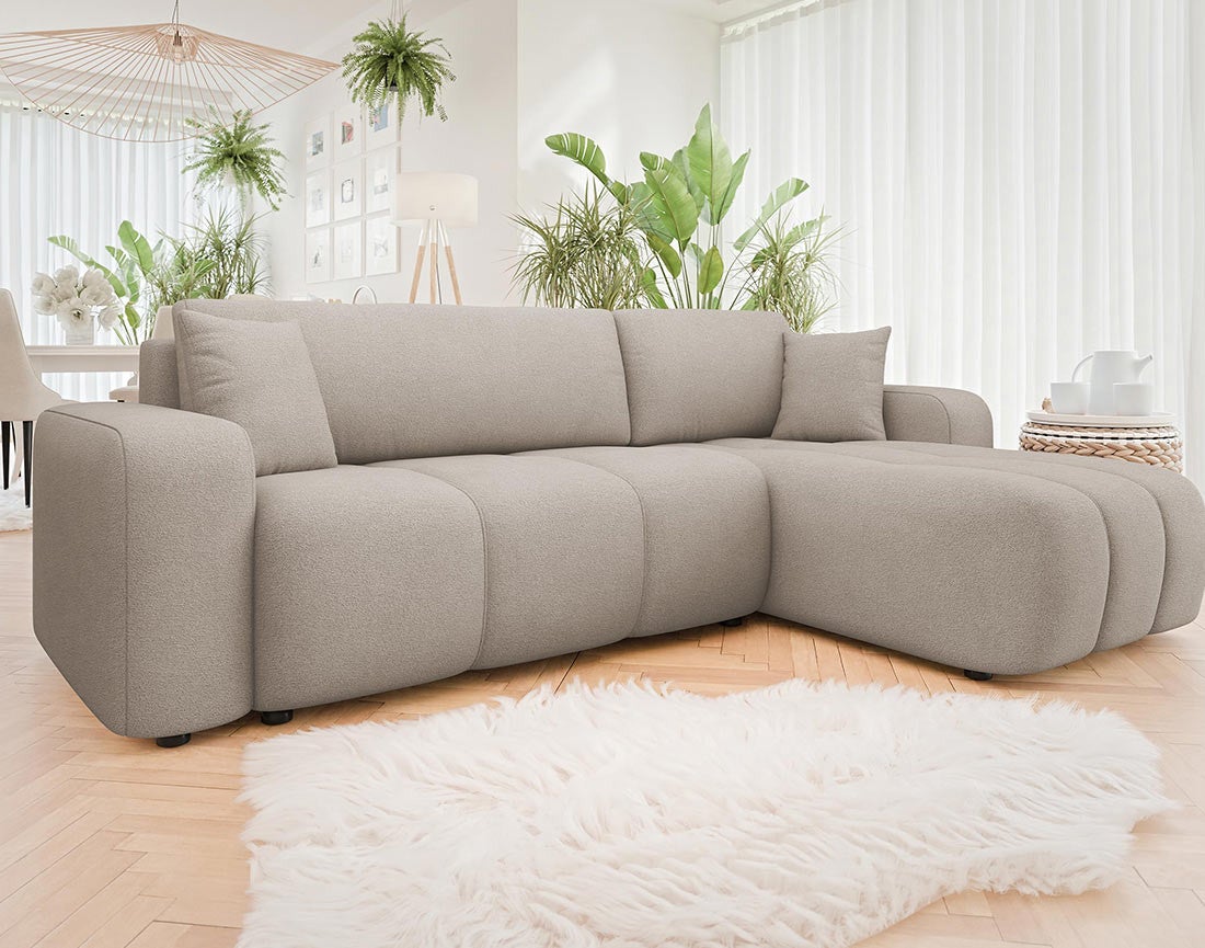 Canapé d'angle réversible convertible 4 places en tissu taupe - NICOLE - Best Mobilier - 2