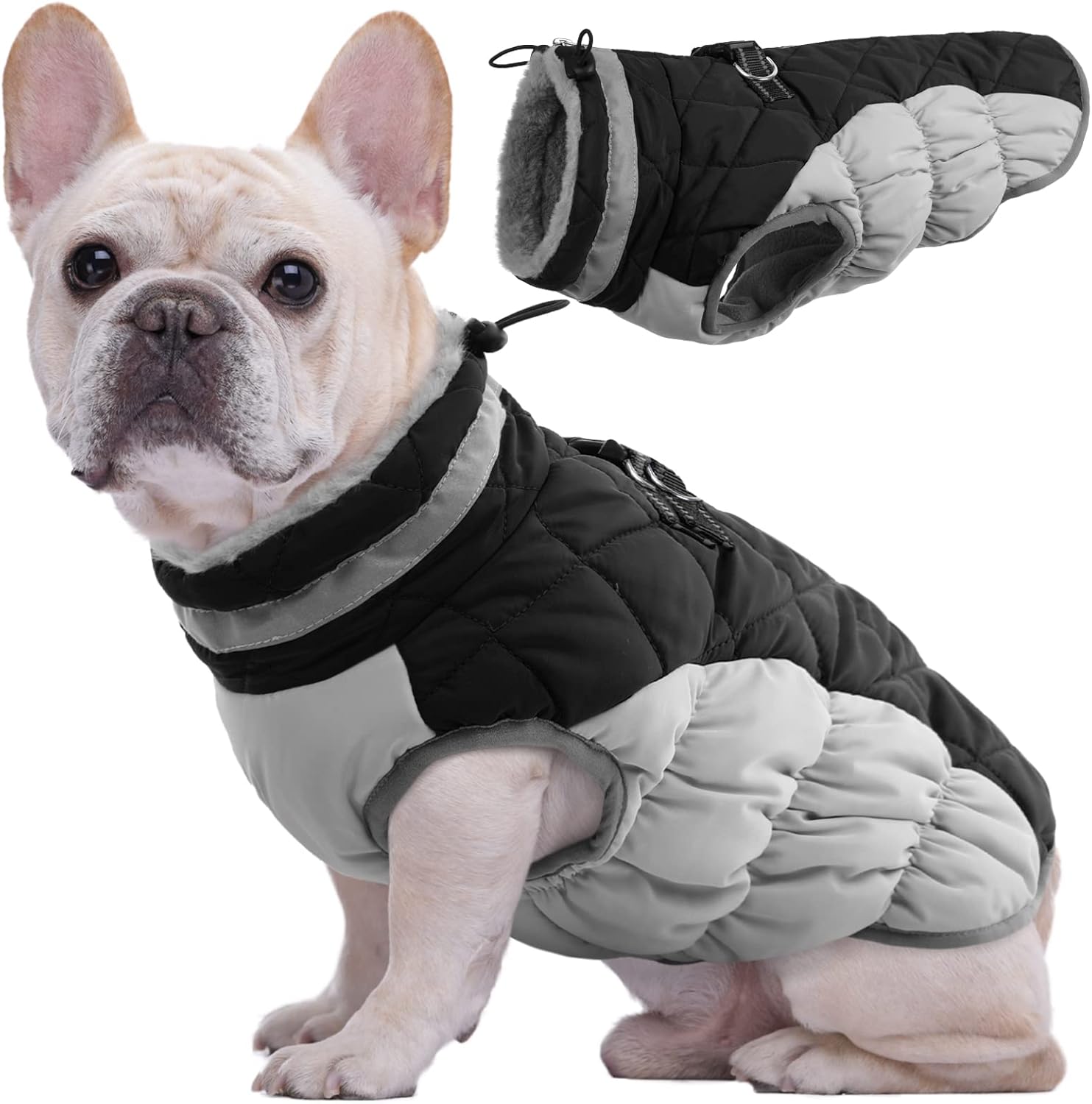 Manteau Imperméable Chaud Pour Petit Chien - Polaire Doublée - Harnais Intégré - Bande Réfléchissante - Fermeture Réglable