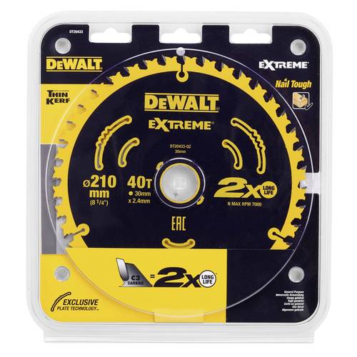 DEWALT DT20433-QZ DT20433-QZ Lame de scie circulaire 210 x 30 x 2.4 mm Nombre de dents: 40 1 pc(s) - 3