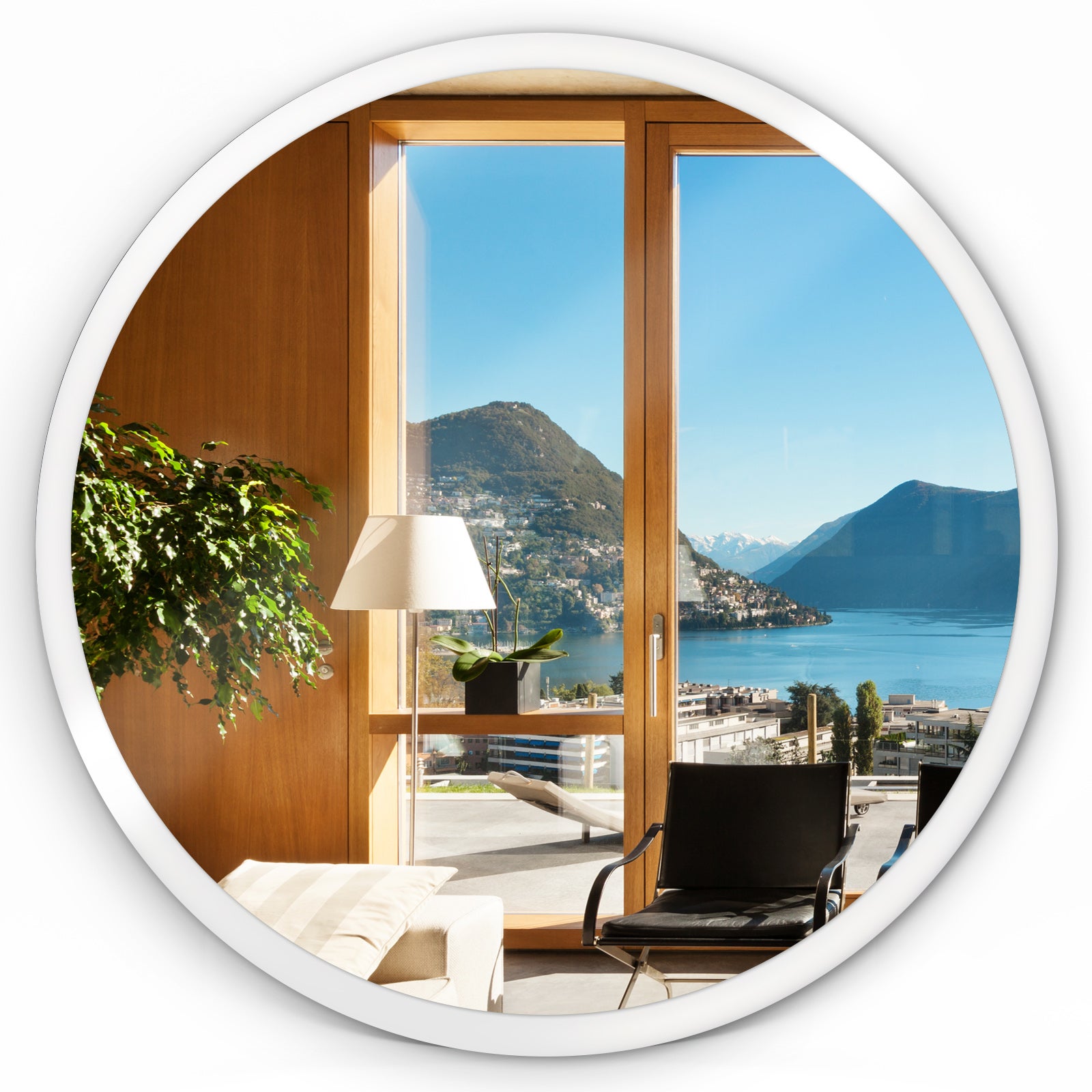 Specchio Da Parete Rotondo Dorato Con Cornice In Ferro E Vetro Diametro 81 Cm Spessore 3 Cm Infinity Line