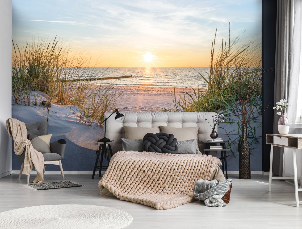 Papel pintado panorámico Playa Mar Naturaleza Paisaje 350x250 cm - Pegamento incluido - Dormitorio y salón - Moderno - 3
