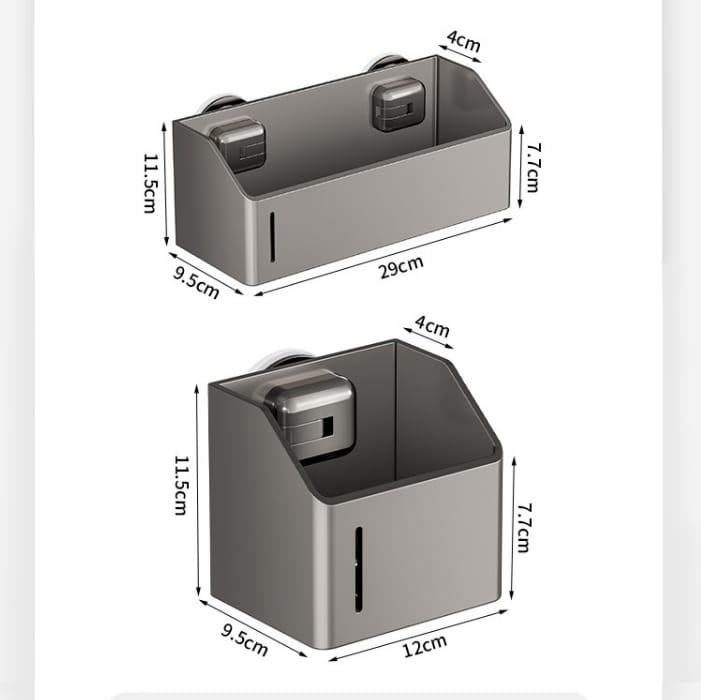 Étagère à Ventouses - Sans Perçage - pour Salle de Bain - Fixation Murale - Matériaux Durables - Gris foncé Petite étagère - 12*9.5*11.5 cm - 3