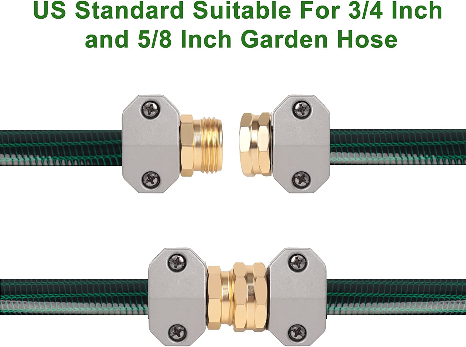 Kit di riparazione per tubi da giardino, in alluminio, maschio e
