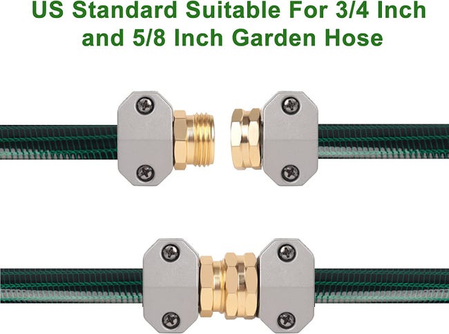 Kit di riparazione per tubi da giardino, in alluminio, maschio e Kit di riparazione per tubi da giardino, in alluminio, maschio e