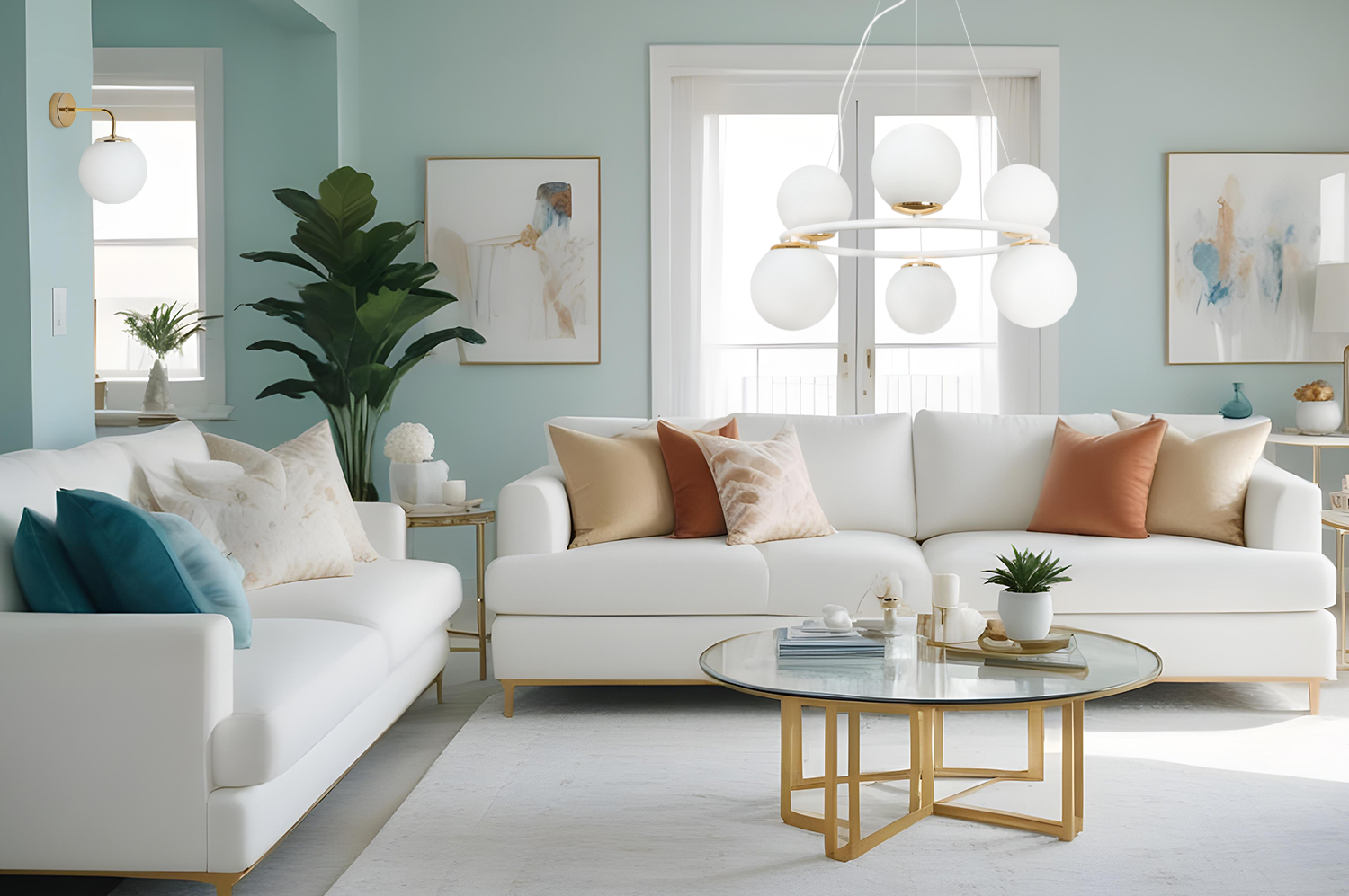 Lampa kinkiet ścienny Siena glamour 1xE14 klosz kula szklana złoty/biała Light Home LH - 4