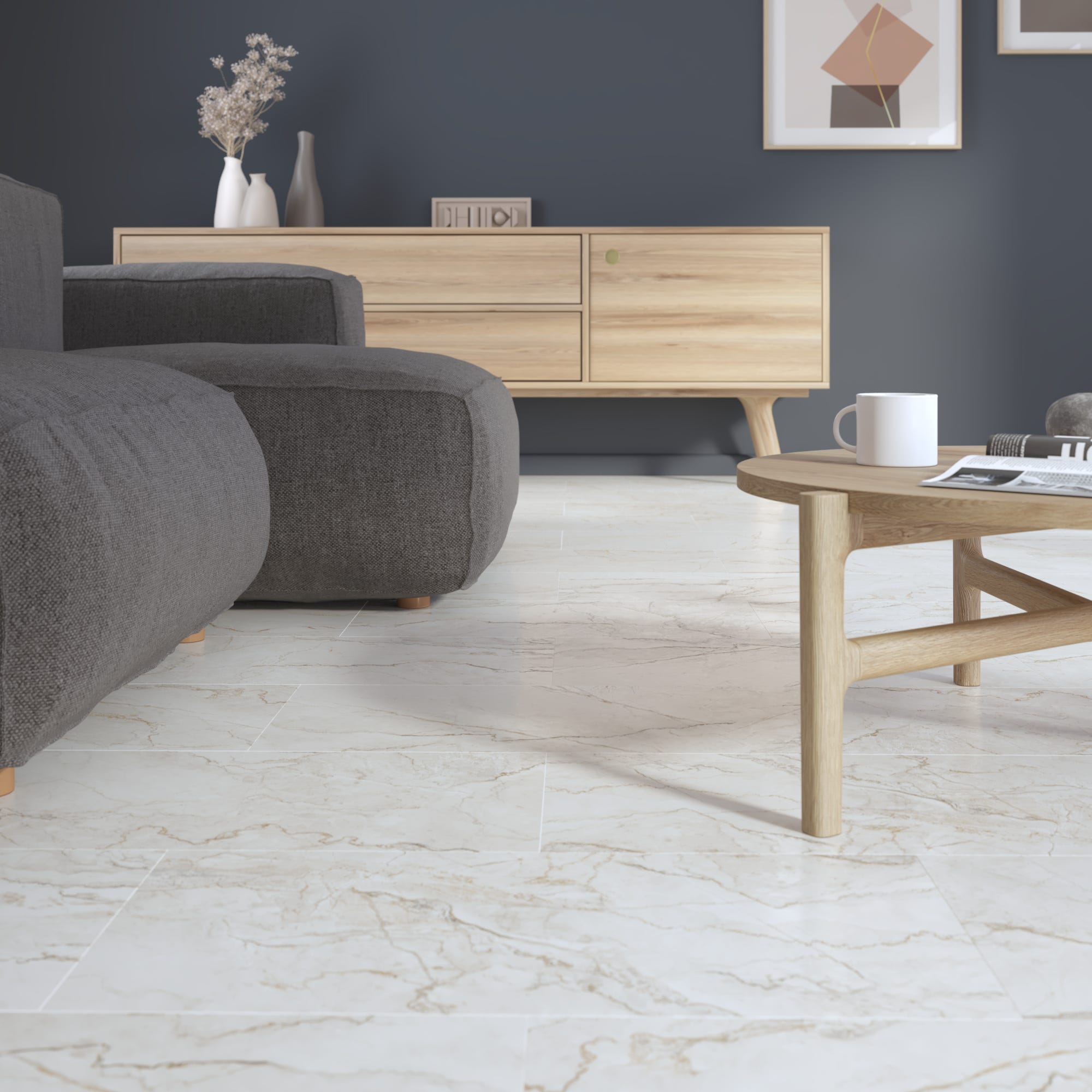 Pavimento vinílico flutuante forte ARTENS - BLUSH marmore branco - 1,67 m²/ 9 Mosaicos - 5