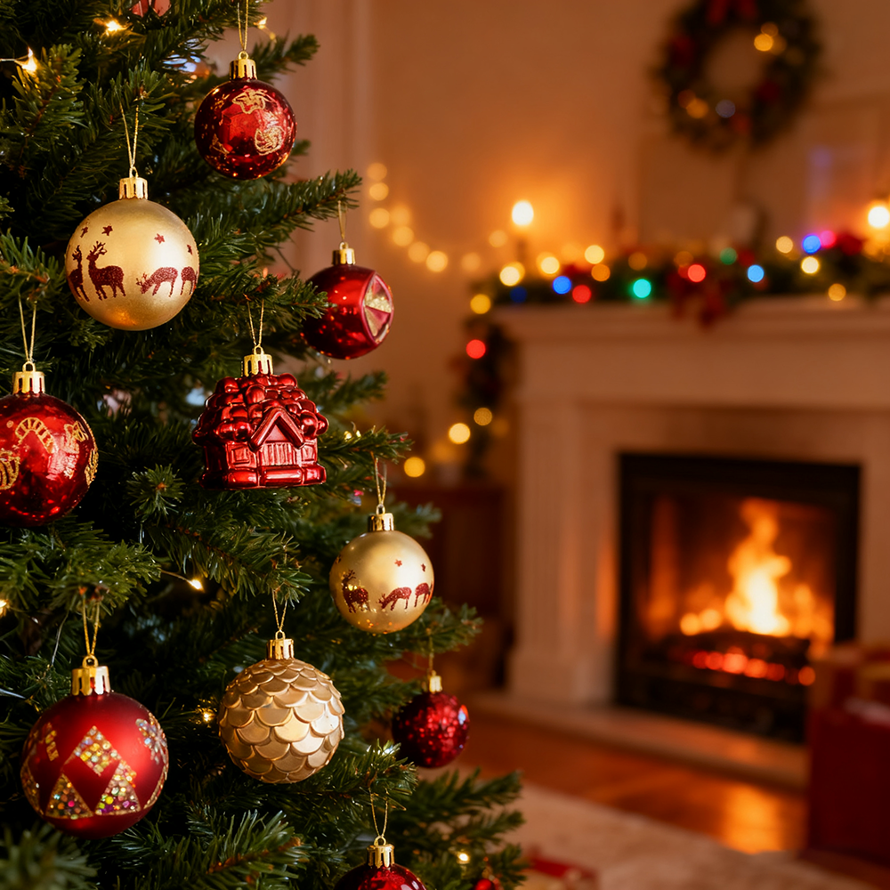 40 peças de enfeites para árvores de Natal, Conjunto de enfeites de bolas de Natal, bolas de Natal penduradas, decorações de Natal, presente de Natal - 6