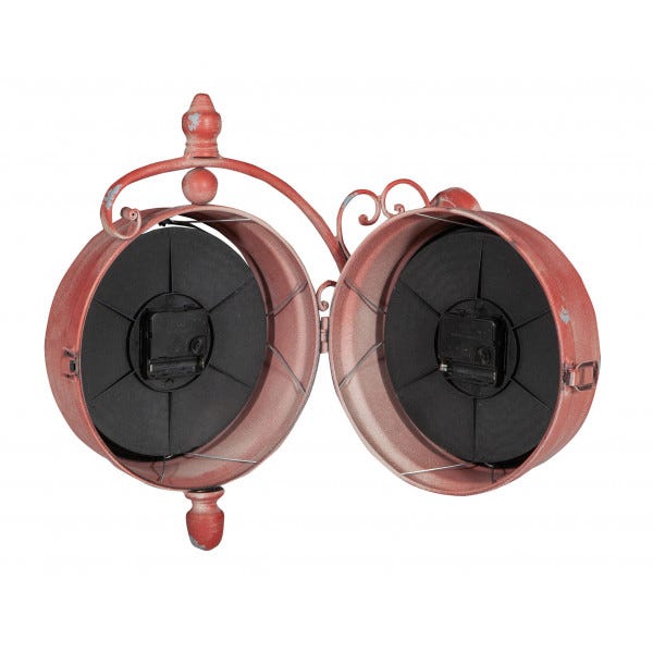 Retoo Orologio Stazione Bifronte - Resistente Alle Intemperie - Orologio Murale Retrò Bifronte - Nero - Ferro Retrò - Orologio Murale Decorativo Con Supporto - Orologio Vintage Da Esterno