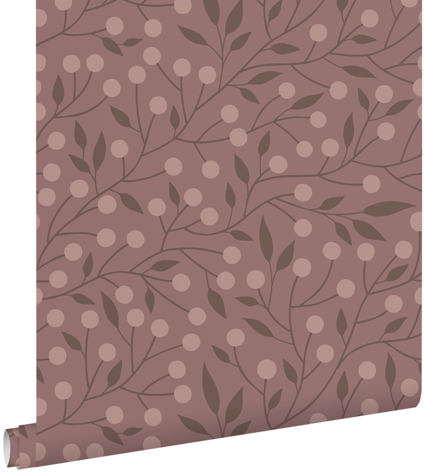 Tapeta kwiatowy wzór starego różuIbakłażanowym fioletowym - 50 x 900 cm - ESTAHOME