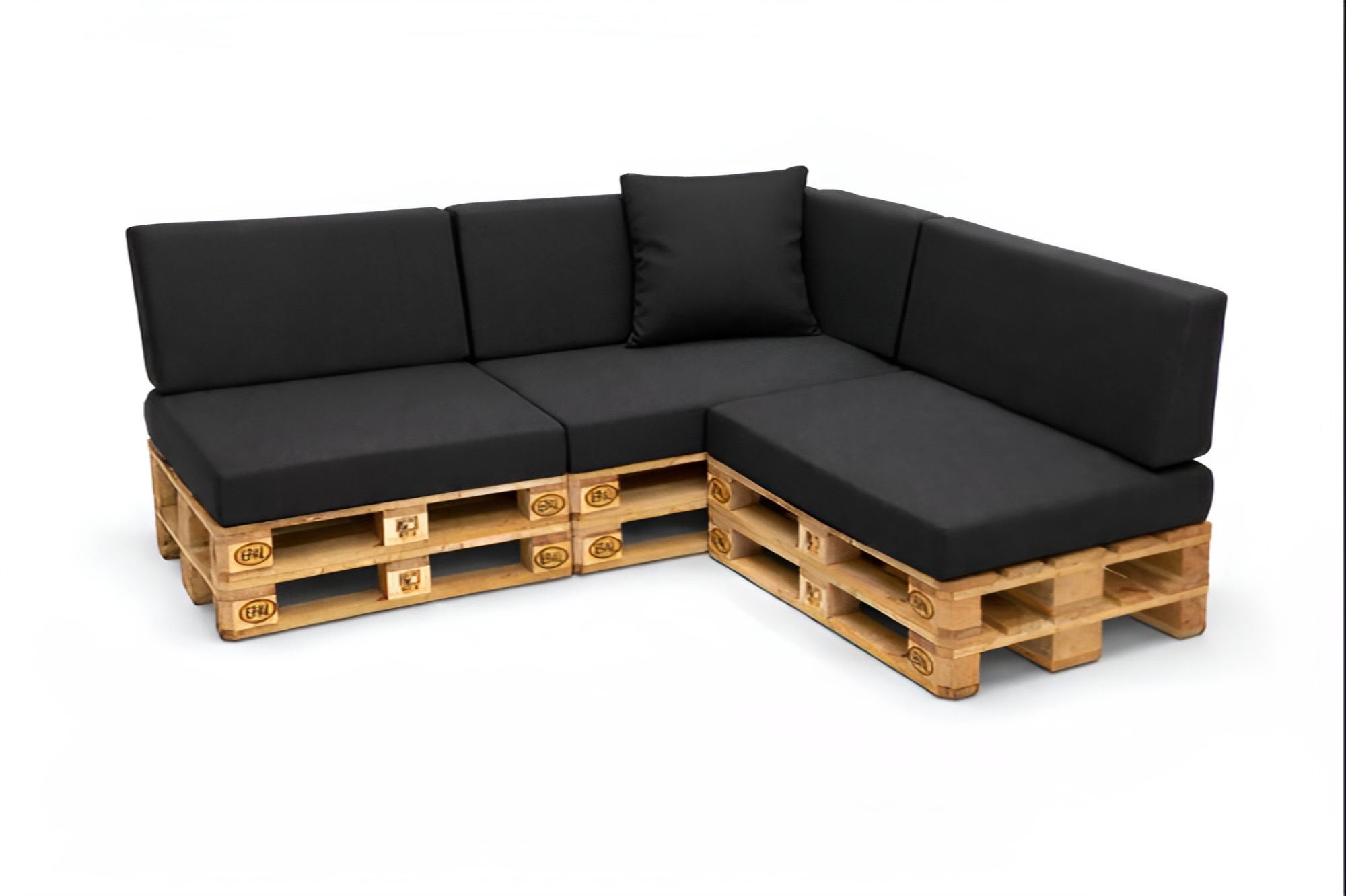 Zestaw 8 poduszek na palety ogrodowe 120×60×10 cm – siedzisko i oparcie 120×40×10 cm, poduszki na meble ogrdowe, czarne