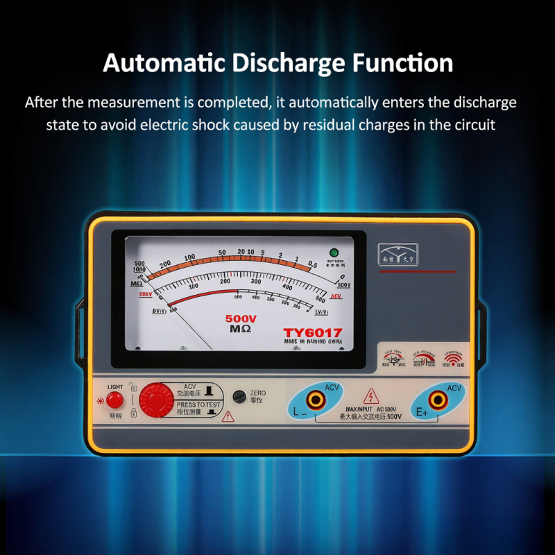 Mégohmmètre numérique portable de haute précision (0-1000 MΩ, 500 V) - 6