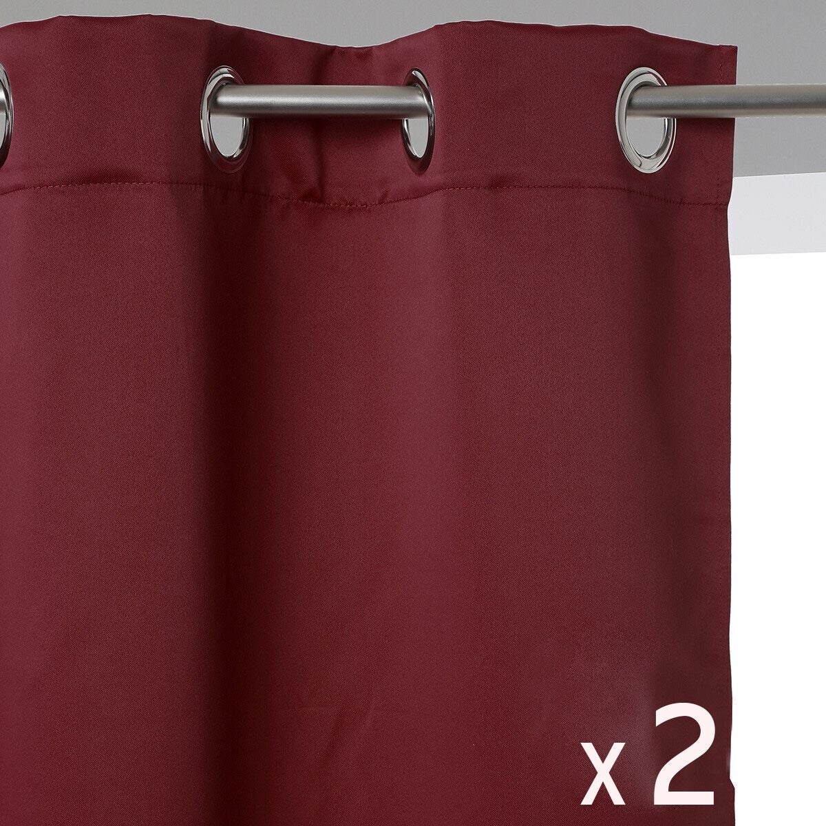 Lot De 2 Rideaux à œillets Occultant Rouge 40 X 260 Cm | Leroy Merlin
