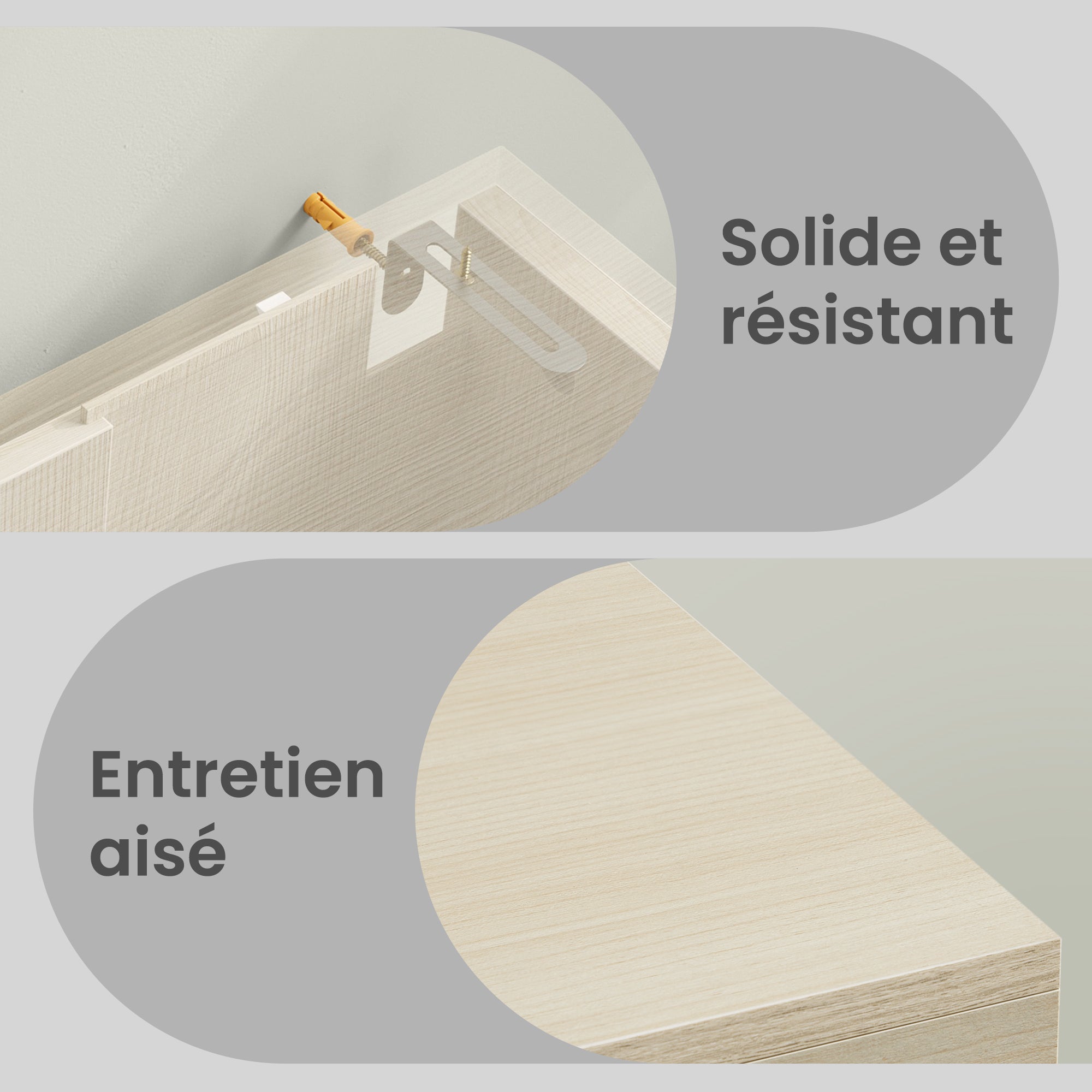 Armoire de Salle de Bain, Meuble Sous Lavabo avec Pieds, 2 Compartiments et 3 Tiroirs, Blanc et Beige - 7