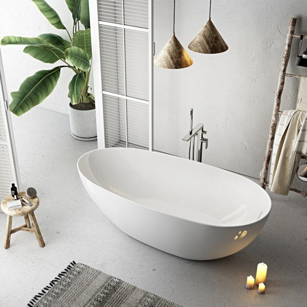 Baignoire îlot design ovale FLORIDA blanche 180 cm Brillant - 2