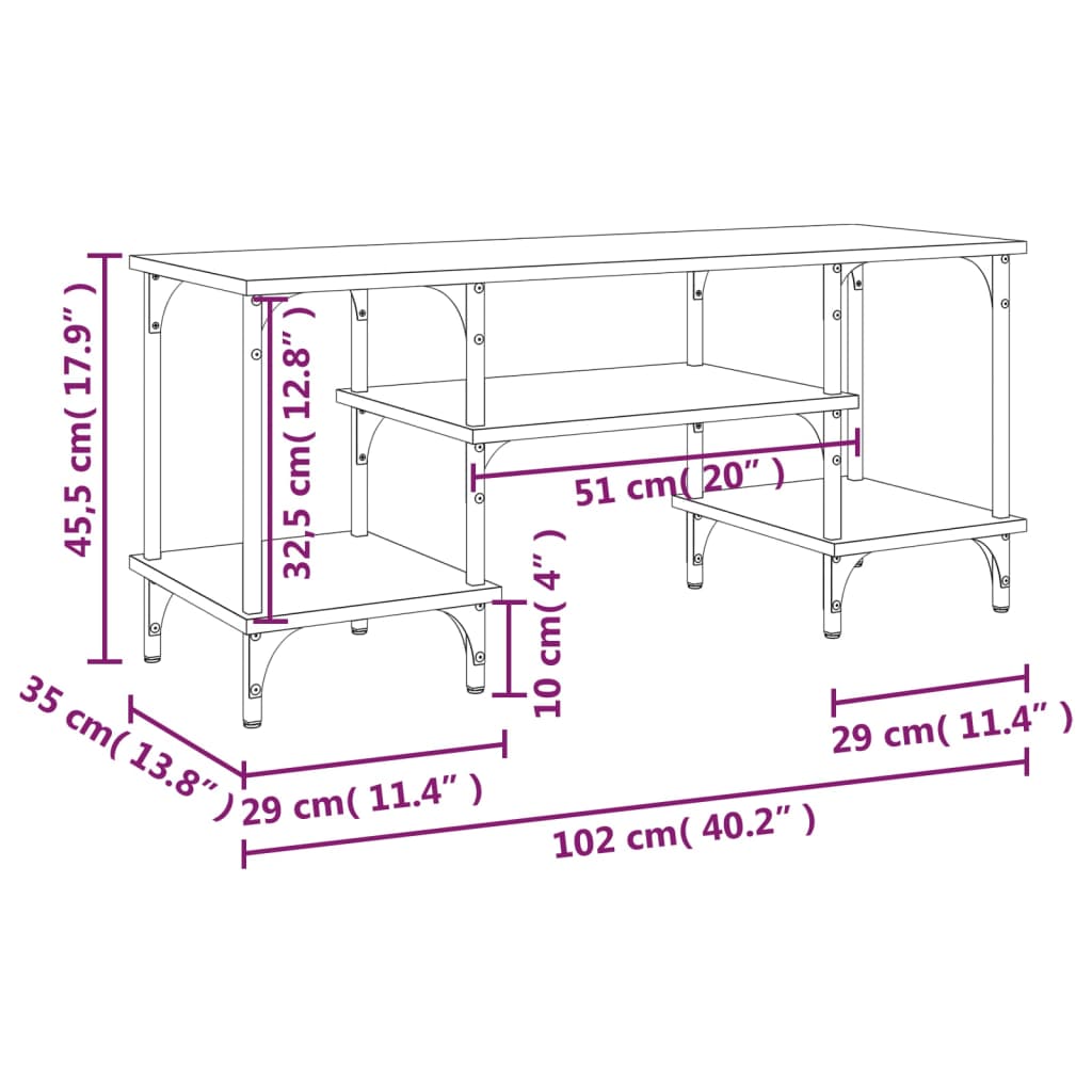 Maison Exclusive - Meuble TV sonoma gris 102x35x45,5 cm bois d'ingénierie - 9