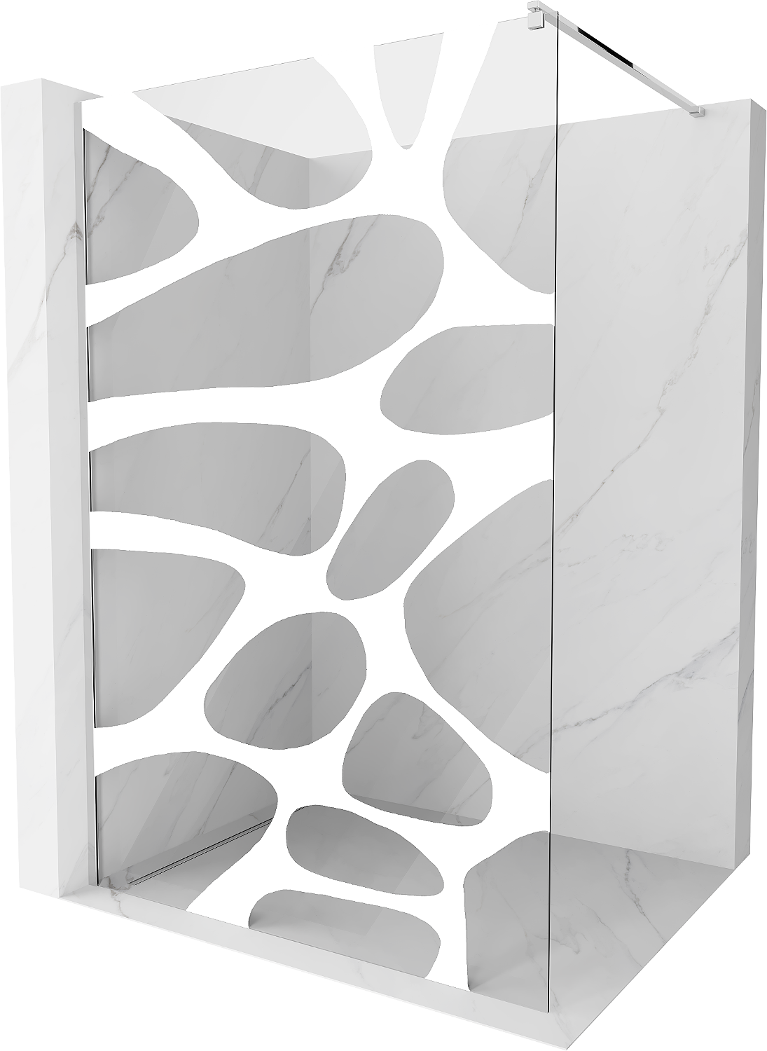 Mexen Kioto ścianka prysznicowa Walk-in 80 x 200 cm, biała fala 8 mm, chrom - 800-080-101-01-97