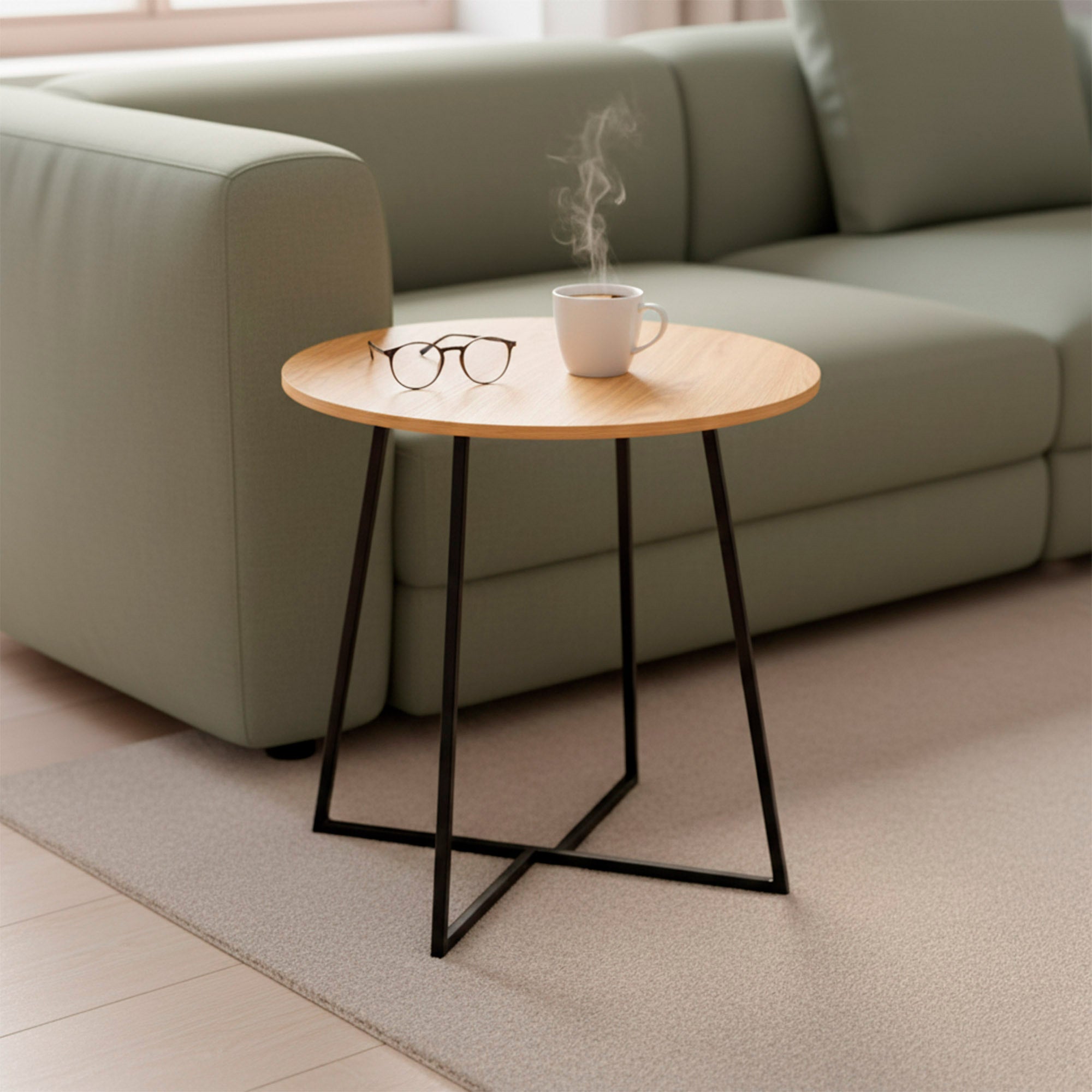 Max Home Table d'appoint ronde en bois et métal D40x40 cm - 2