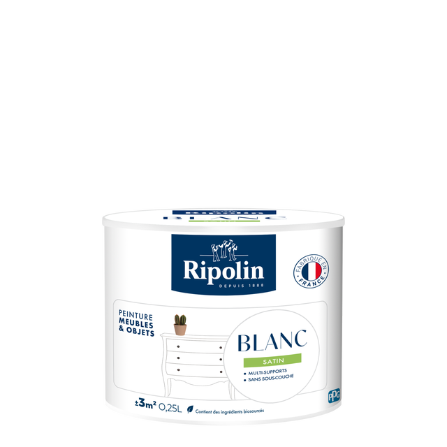 Peinture de relooking pour meubles & objets Satin Blanc 0,25L