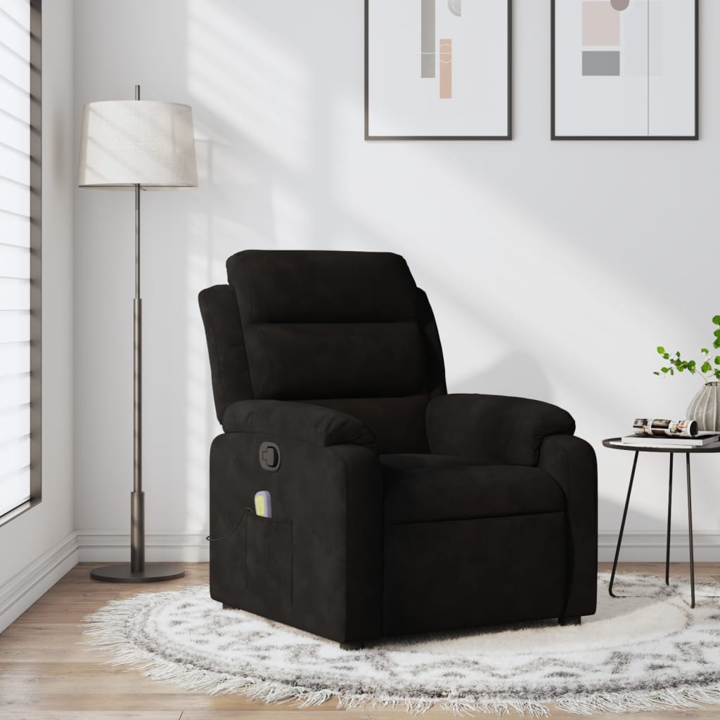 Fauteuil de Salon，Chaise，Fauteuil de massage inclinable noir velours - 2