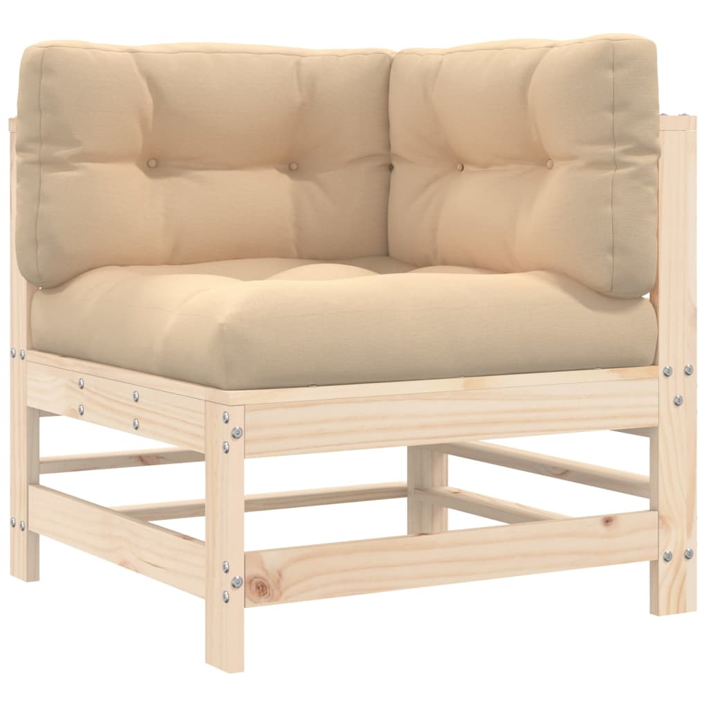 Maison Exclusive - Salon de jardin 3 pcs avec coussins bois massif - 5
