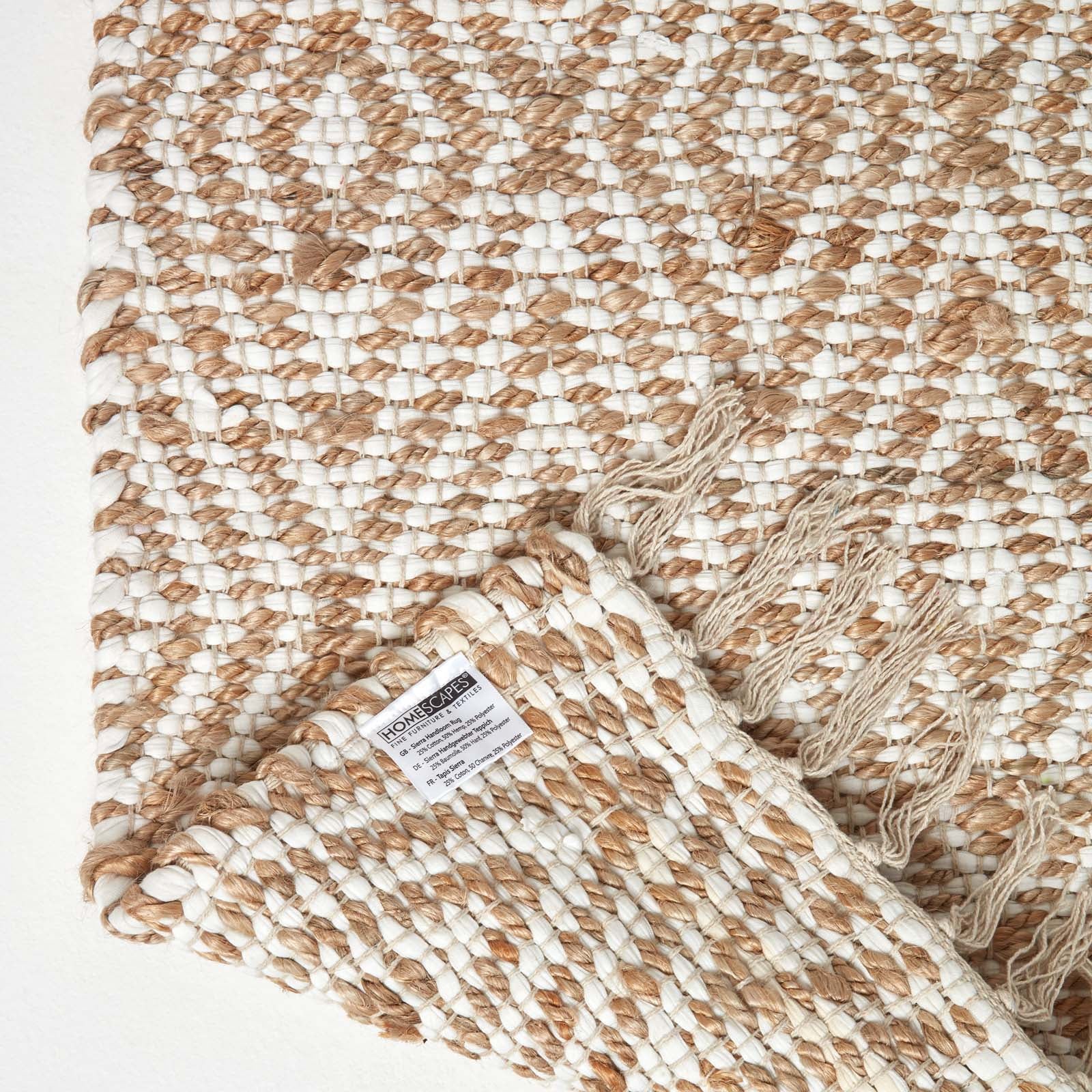 Homescapes Tapis Chindi en chanvre à&nbsp; motif losanges beige et blanc - Sierra - 66 x 200 cm - 5