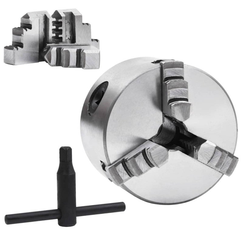 vidaXL Bucha de torno autocentrante com 3 grampos 80 mm aço - 2