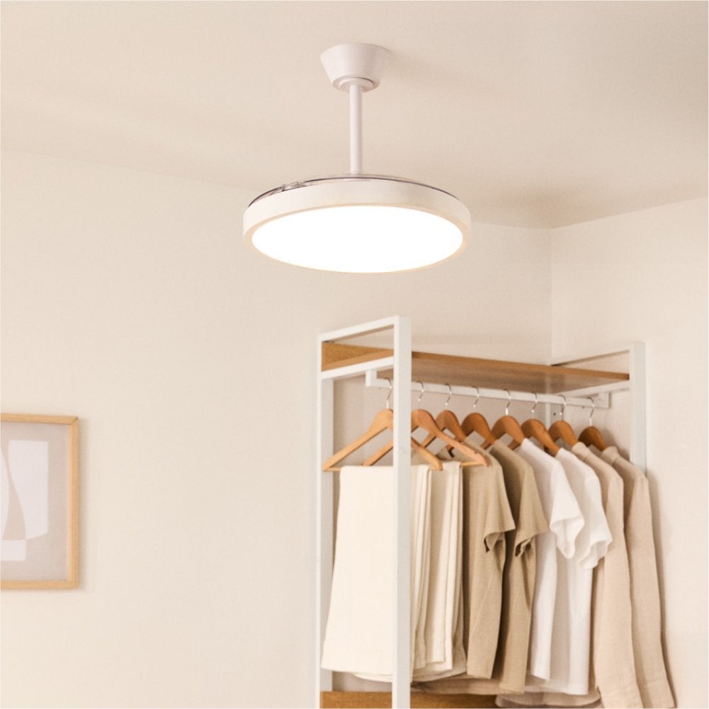 CREATE - WIND CLEAR STUDIO - Wentylator sufitowy 40W cichy z chowanymi łopatkami i oświetleniem LED, różne rozmiary -