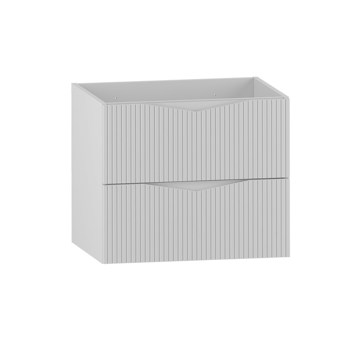 Szafka łazienkowa CLEO 60 cm biała wisząca 2 szuflady ryflowane fronty MDF