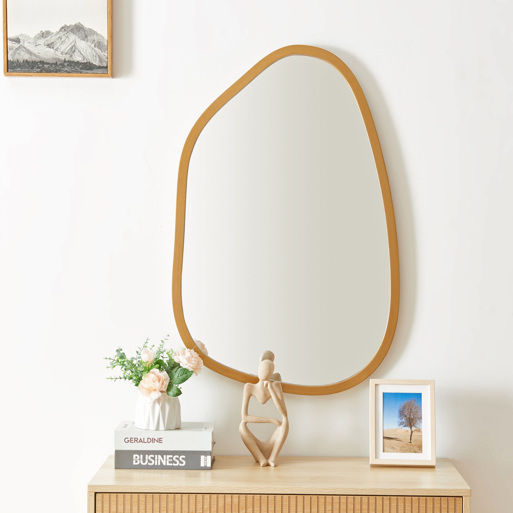 Miroir mural Filiano asymétrique 80 x 58 cm or [en.casa] - 2