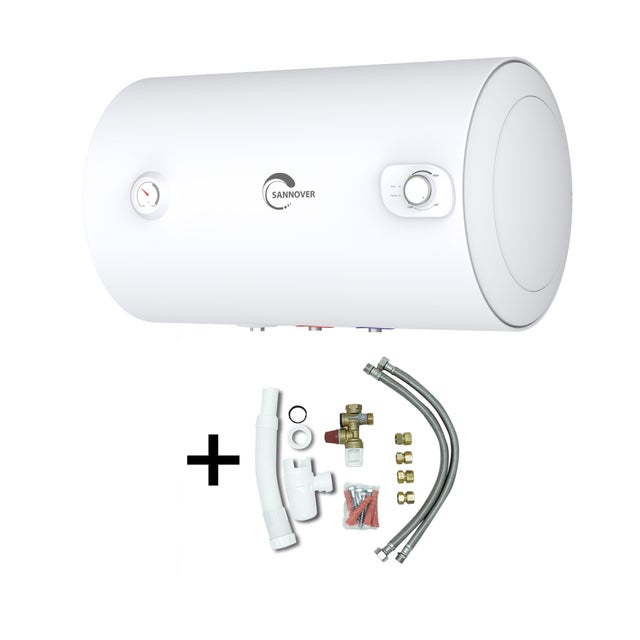 Chauffe Eau Electrique Mural Blindé Horizontal Bypso Sannover 100 Litres + Kit d'Installation Complet NF