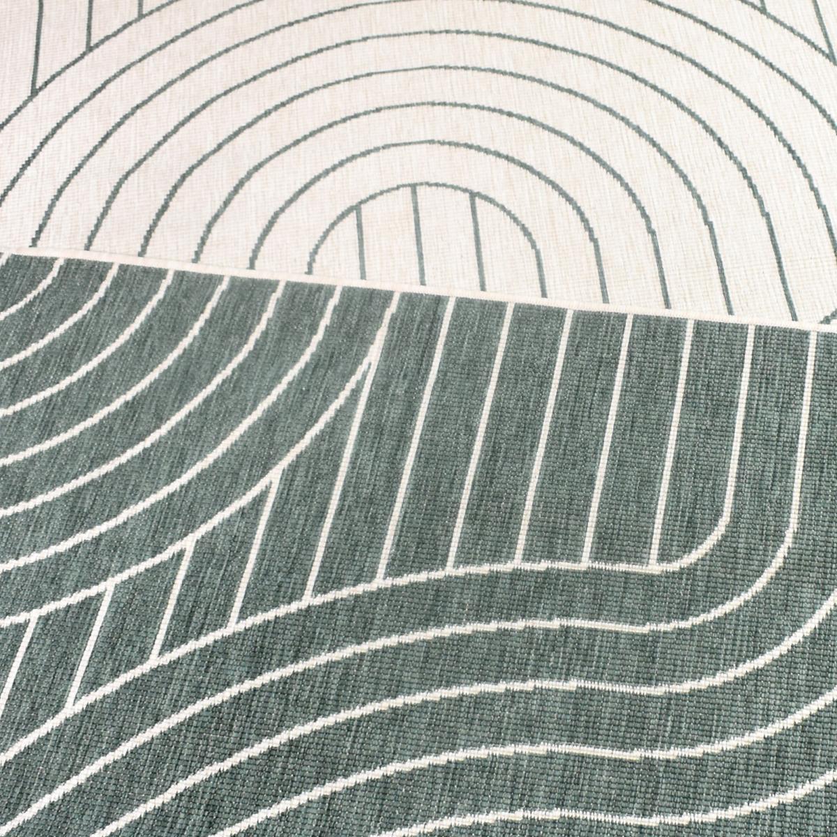 Tapis extérieur, kilim reversible 120x170 LYN2 U REVERSIBLE vert et crème - 7