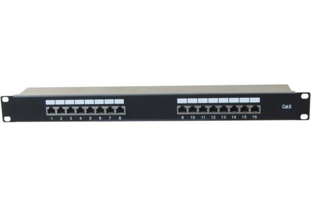 Panneau de brassage ethernet rj45 16 ports 19' 1u cat 6 blindé CONECTICPLUS