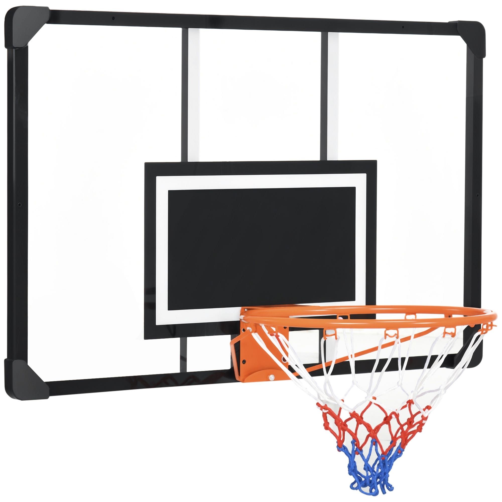 Panier de basket mural extérieur en acier 113x61x73 cm, planche incassable, filet inclus, idéal Panier de basket mural extérieur en acier 113x61x73 cm, planche incassable, filet inclus, idéal