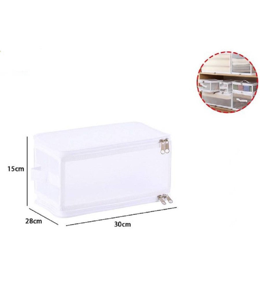 Trade Shop - Box Scatola Salvaspazio Portatutto Contenitore Organizer Armadi 30x28x15cm 59972 - - 2