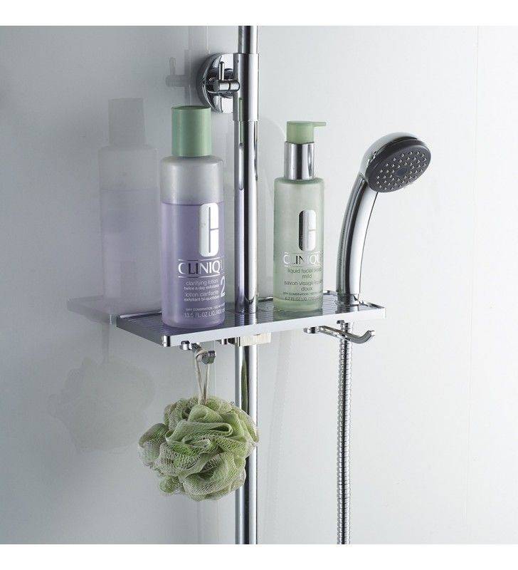 Étagère de douche élégante avec cintres chromés pour organiser votre salle de bain avec style - 4