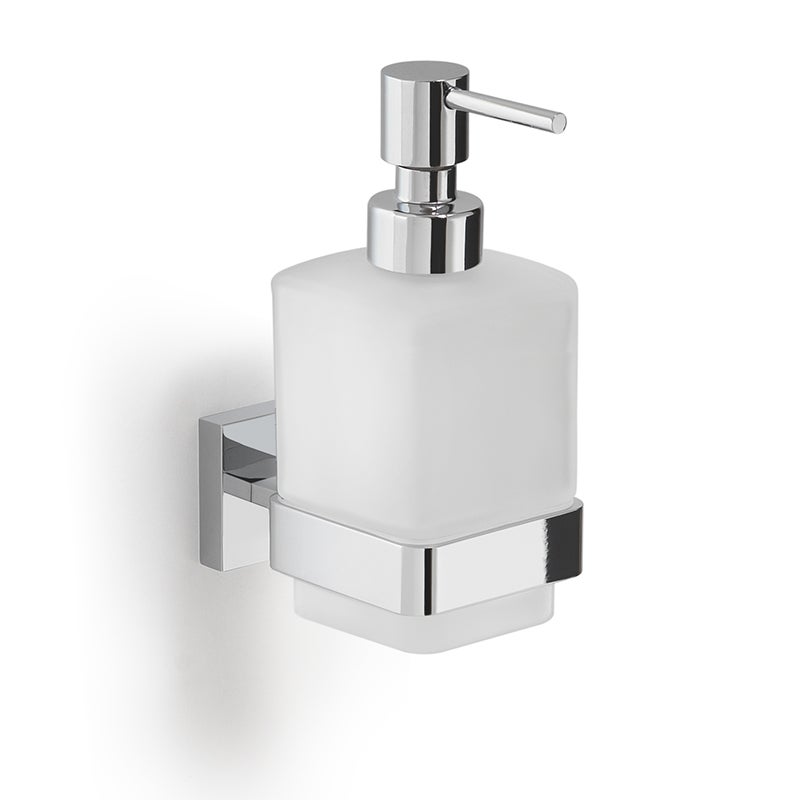Distributeur De Savon Mural GEDY GENZIANA - Plastique Chromé Blanc - Salle De Bain - Neuf