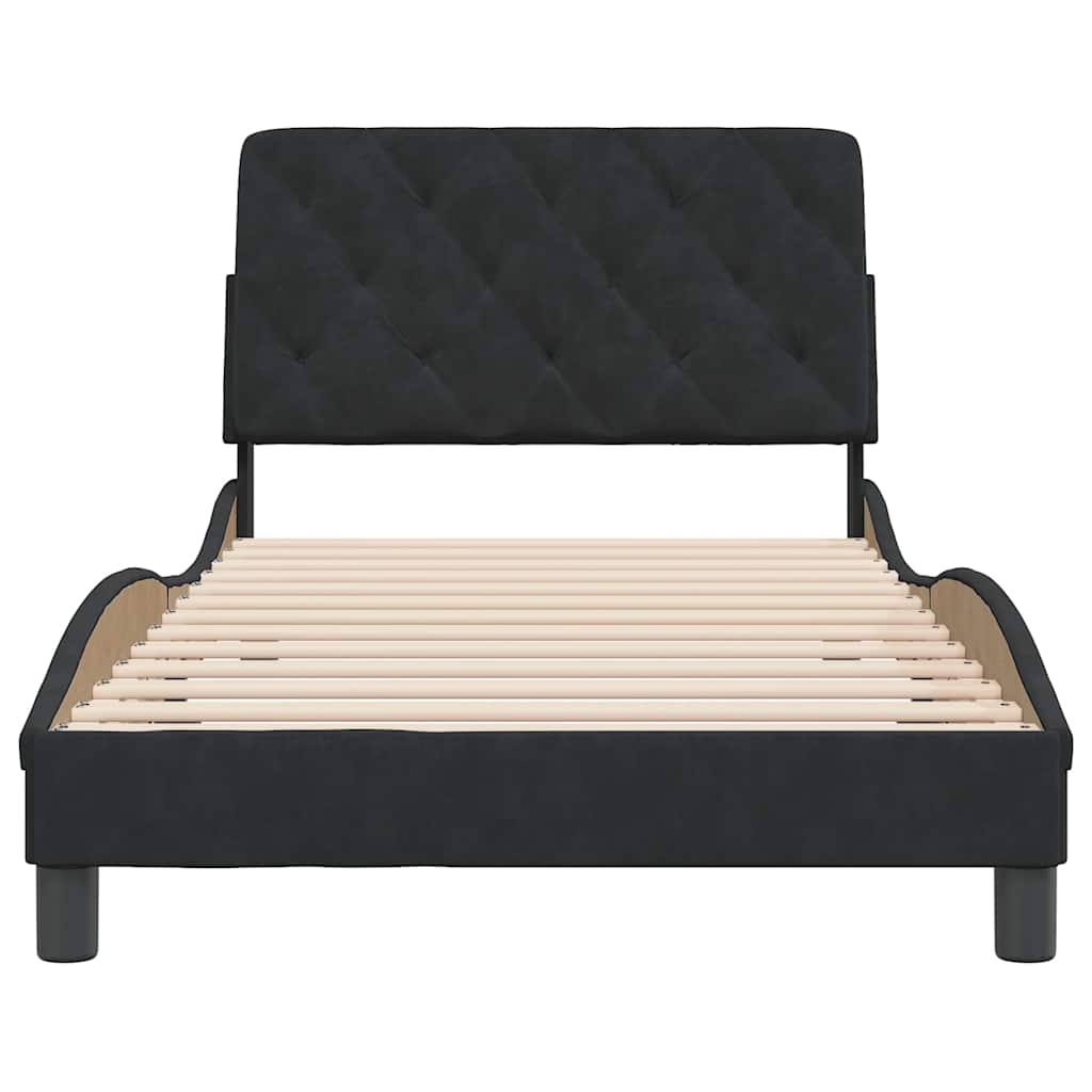 Cadre de lit sans matelas noir, velours, pour la chambre, 100 × 200 cm - 5