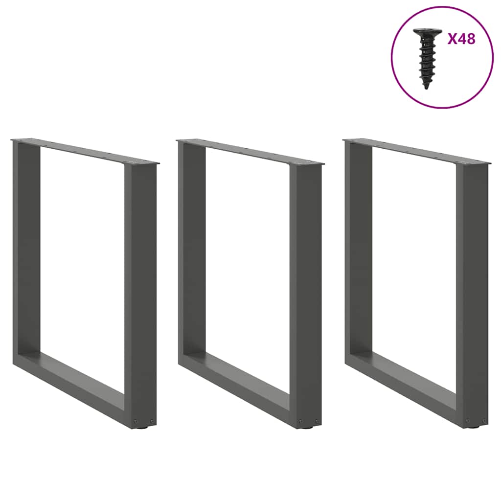 Pieds de table basse forme de U 3 pcs | Pied de meuble anthracite 90x(72-73) cm CFW714337 - 3