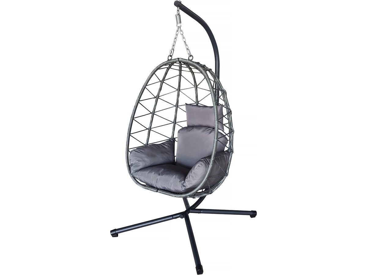 Rattanowy fotel "jajo" Cosi - 99 x 92 x 194 cm - Szary