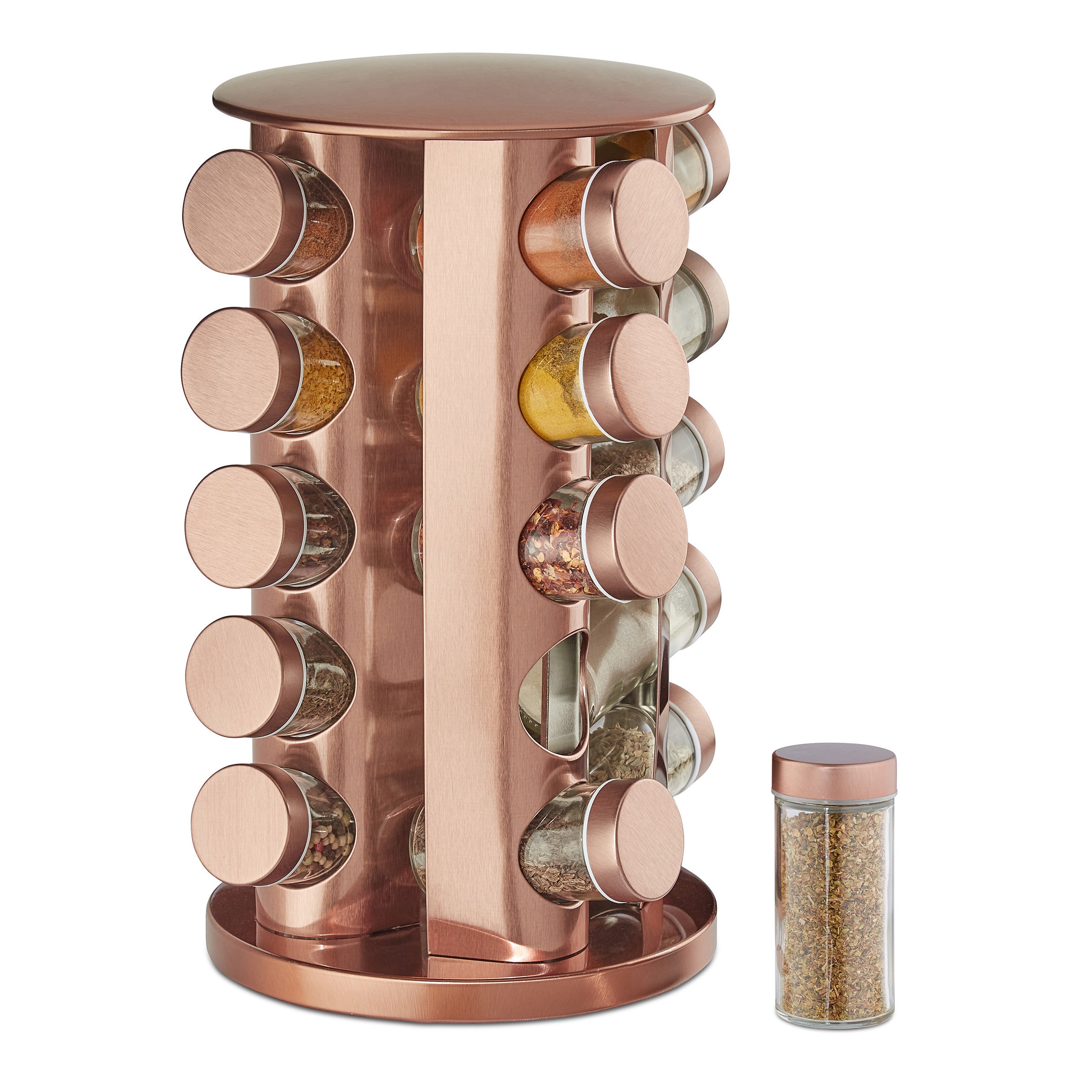 5five Simply Smart Portaspezie Harmony In Acacia Con Set Da 9 Vasetti In Vetro - Organizer Da Cucina 24x23x15 Cm