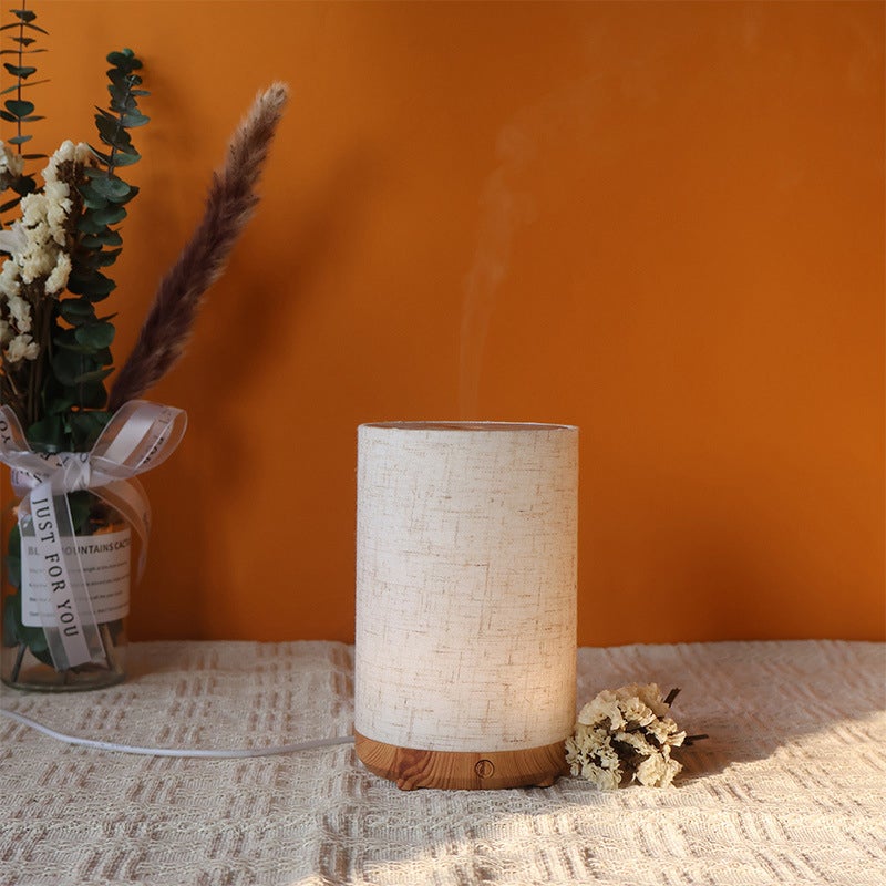 1pc Difusor Aromaterapia Ultrasónico 80ml, Luz Cálida, Diseño Madera & Tela, Niebla 4H Continua/8H Intermitente, Apagado Automático - 7