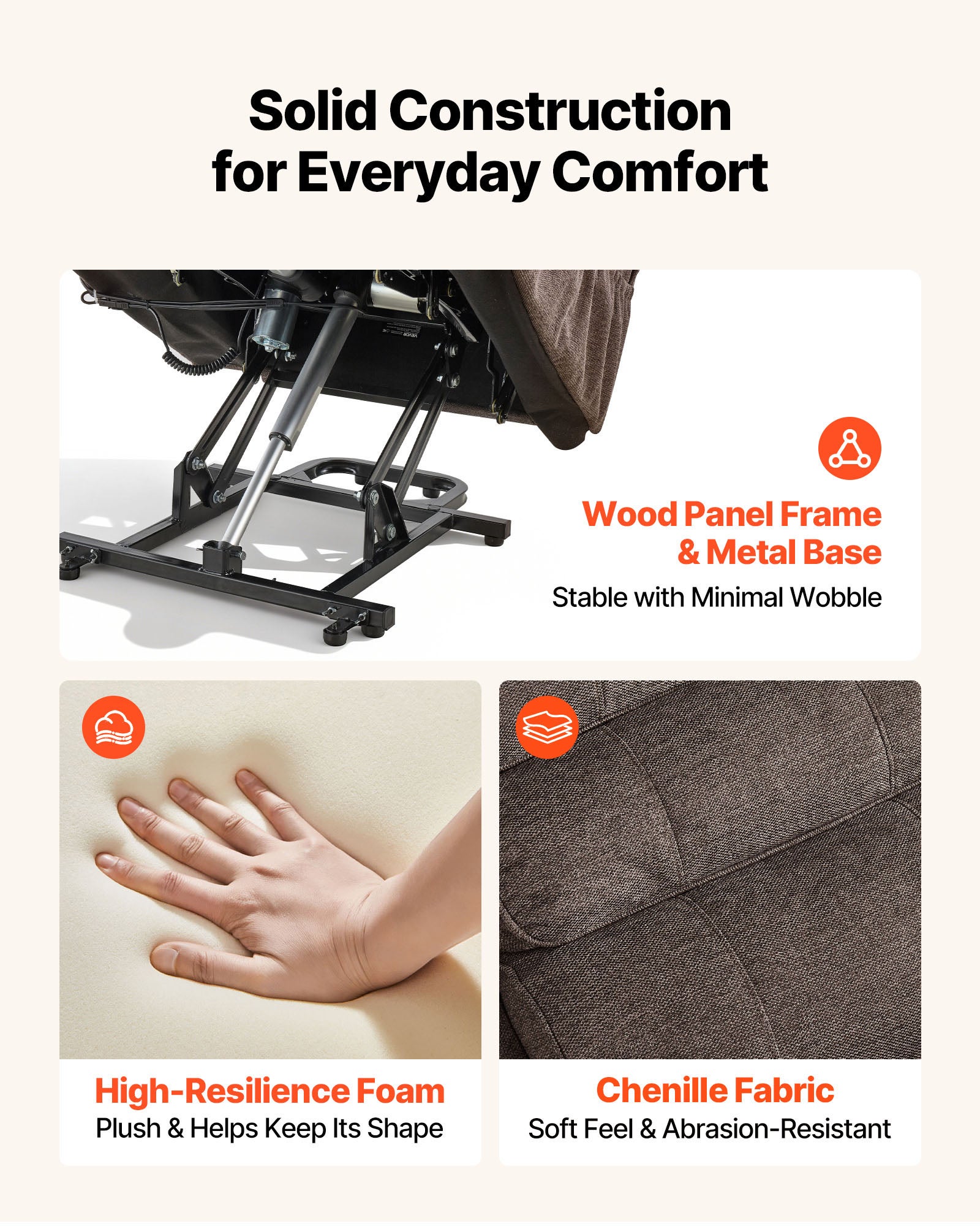 Fauteuil Releveur Électrique VEVOR, Double Moteur, Fauteuil de Relaxation avec Fonction Chauffante et Massage, pour Personnes Âgées, Télécommande - 6
