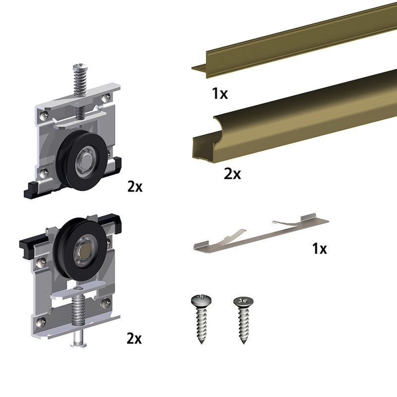 Kit pour 1 porte de placard supplémentaire SLID'UP 230 19 mm - bronze - 2