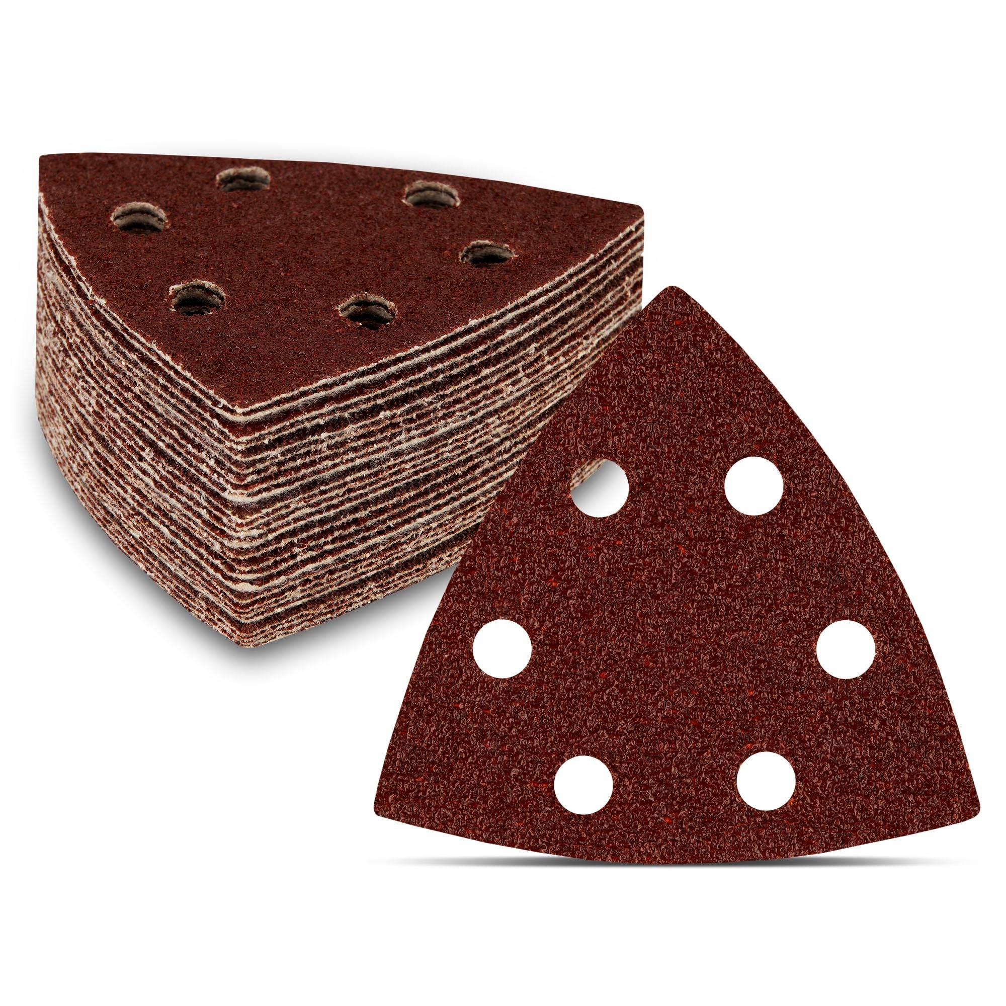Tarcze ścierne Trójkąty szlifierskie 120 sztuk 6 otworów 93 mm Mixpack (20 x ziarnistość 40/60/80/120/180/180/240 każda) do szlifierek Arkusze ścierne