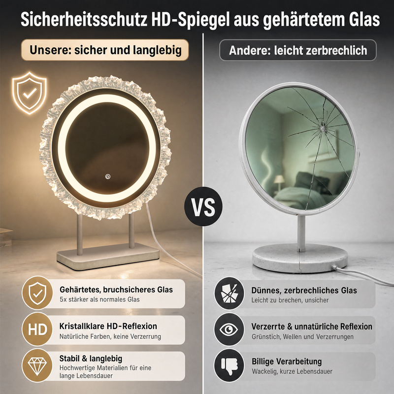 Miroir rond lumineux Hollywood 40x48cm miroir LED table rétro éclairé ...