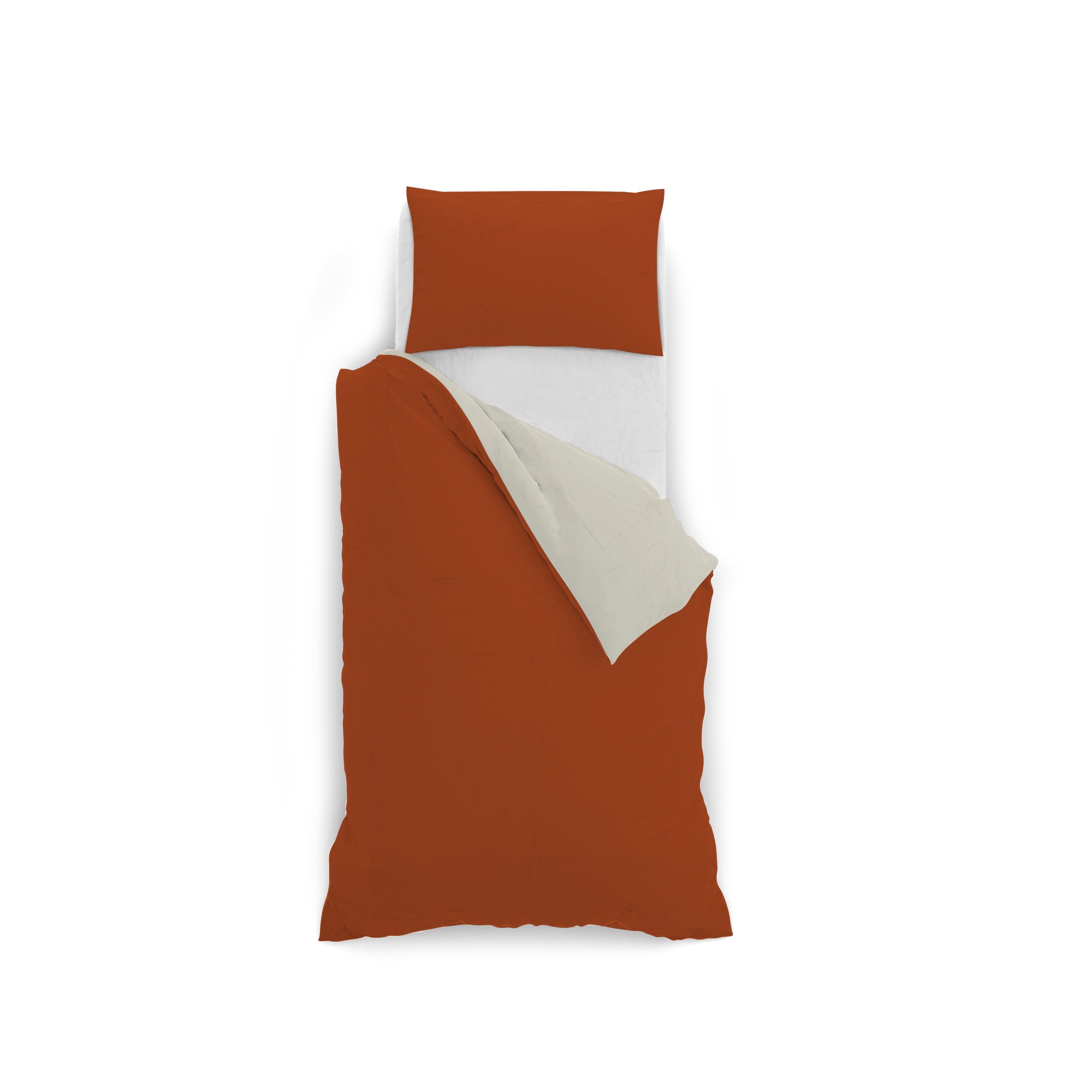 Housse de couette terre/crème, 1 place - taie d’oreiller 52x82cm - 3